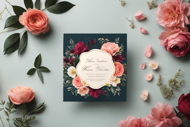 invito al matrimonio con bellissime illustrazioni di fiori ad acquerello