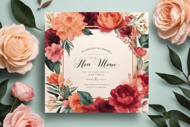 invito al matrimonio con bellissime illustrazioni di fiori ad acquerello