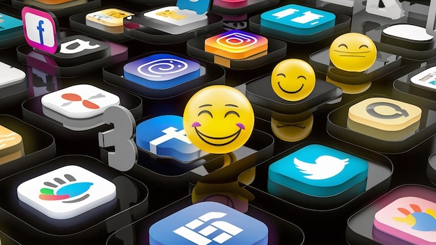 Ioni e emoji per votare per i social media isolati sul nero