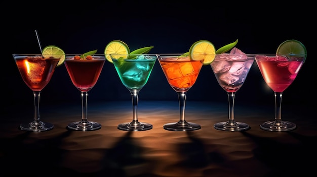 Iper realistico un bicchiere di cocktail in stile minimalista sulla barra realistica Generative Ai