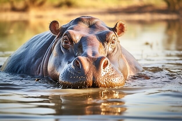 Ippopotamo che riposa nell'acqua IA generativa