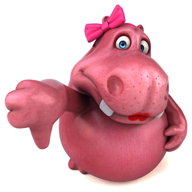 Ippopotamo rosa - Illustrazione 3D