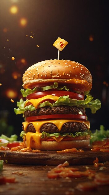 Irresistibile carta da parati 4K con una rappresentazione 3D di un Zinger Cheese Burger