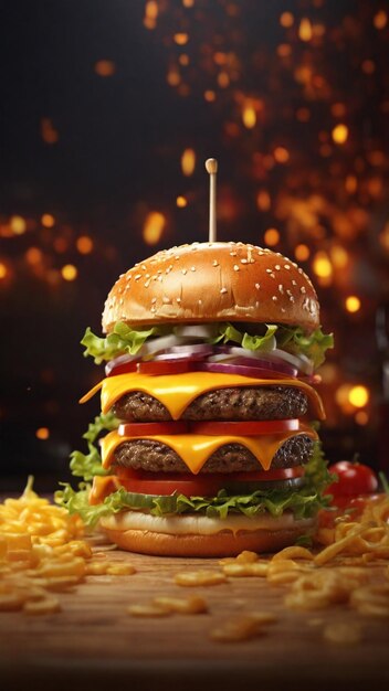 Irresistibile carta da parati 4K con una rappresentazione 3D di un Zinger Cheese Burger
