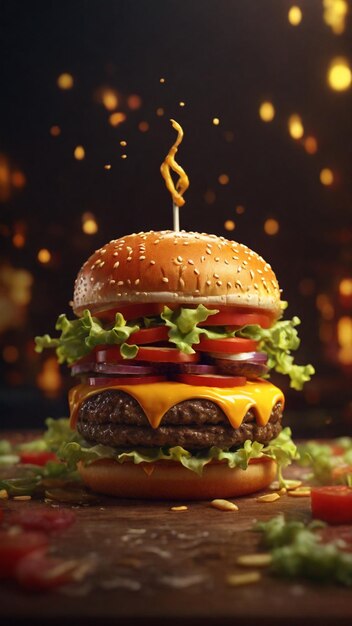 Irresistibile carta da parati 4K con una rappresentazione 3D di un Zinger Cheese Burger