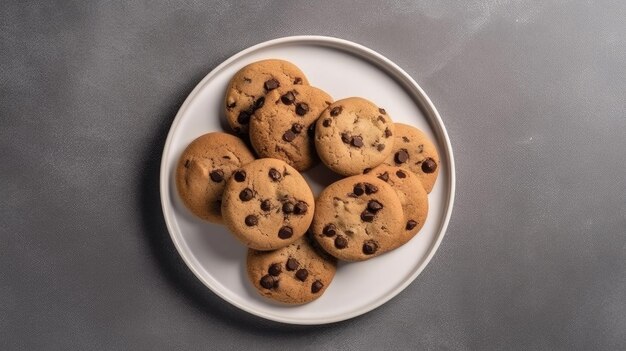 Irresistibili biscotti con gocce di cioccolato su un tavolo luminoso