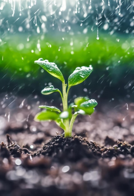 Irrigazione delle piante e delle verdure nel campo a goccia da vicino