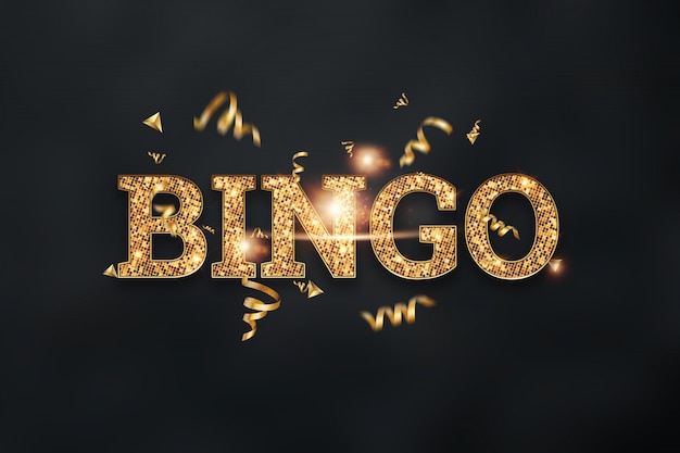 iscrizione bingo in lettere d'oro su un buio