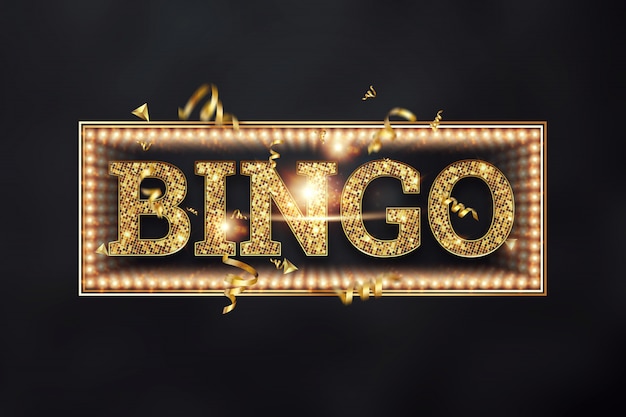 iscrizione bingo in lettere d'oro su un buio