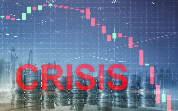 Iscrizione crisi finanziaria recessione concetto economico