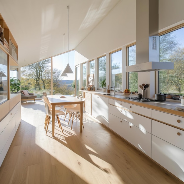 isola cucina in legno all'interno della casa contemporanea