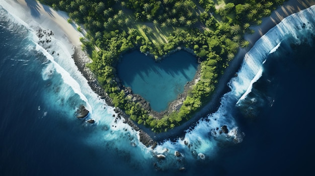 Isola del cuore Isola tropicale Vacanza perfetta Amore nell'oceano