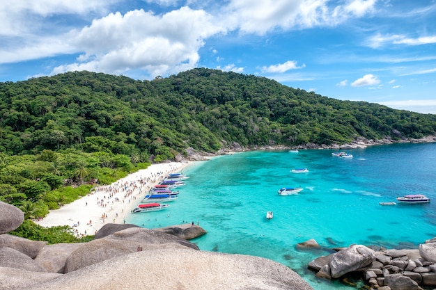 Isola della roccia di navigazione della baia di Similan in mare andaman