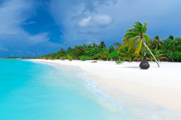 Isola delle Maldive con spiaggia di sabbia bianca e mare