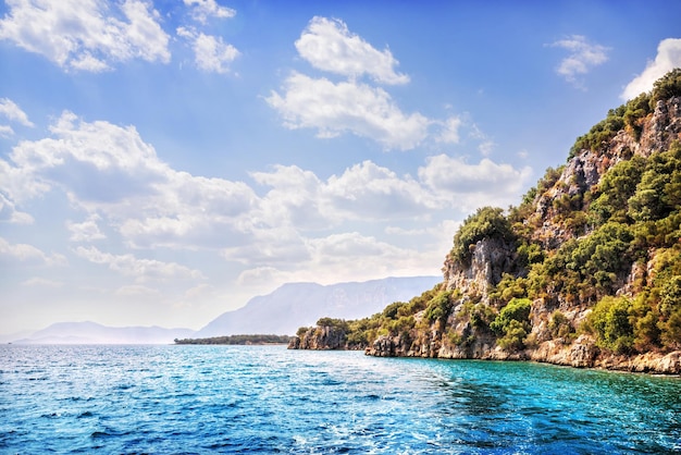 Isola di pietre e verde Isola di Sedir Mar Egeo Marmaris Turchia