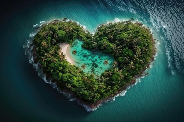 Isola tropicale a forma di cuore