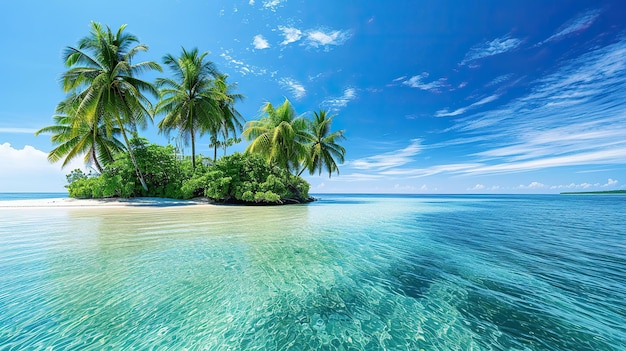 Isola tropicale con palme nell'oceano