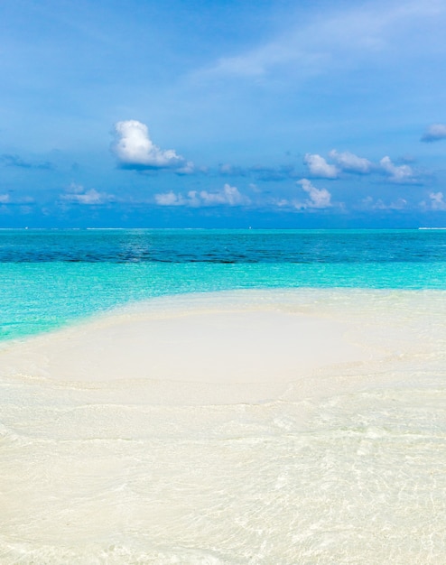 Isola tropicale delle Maldive con spiaggia di sabbia bianca e mare