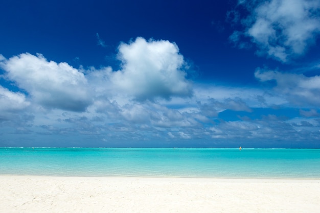 Isola tropicale delle Maldive con spiaggia di sabbia bianca e mare