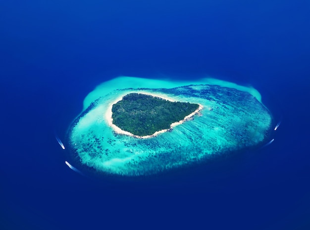 Isola tropicale di bellezza, vista dall'aereo