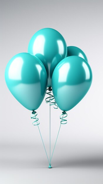 Isolamento della felicità palloncino blu spensierato sospeso su uno sfondo bianco pulito Mobile verticale W