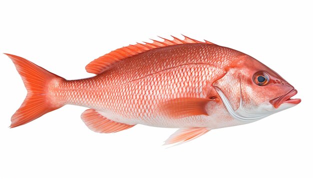Isolamento della vista laterale del pesce dentice rosso su bianco