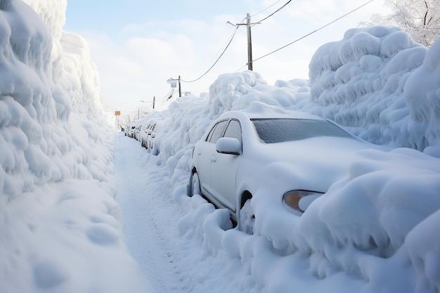 Isolamento innevato Parcheggio congelato in inverno generativo Di Ai