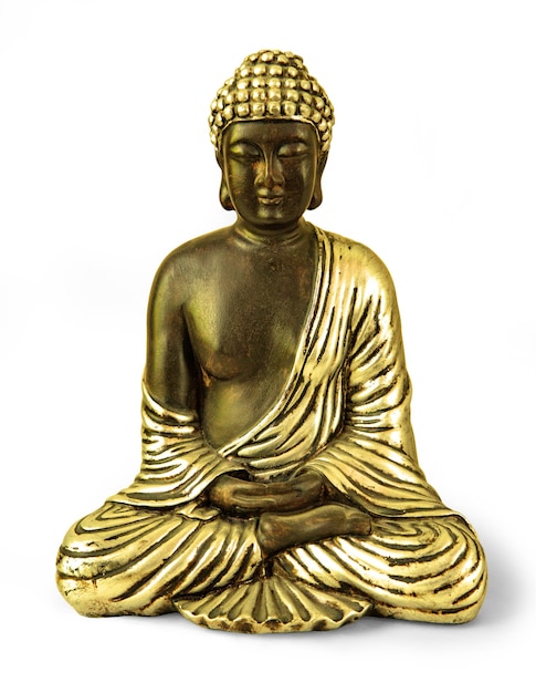 Isolare il Buddha sullo sfondo bianco con un tracciato di ritaglio