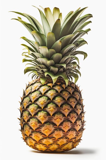 Isolare l'ananas su sfondo bianco IA generativa