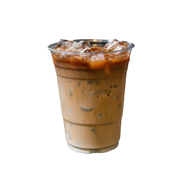 isolate glass of coffee with milk on the table