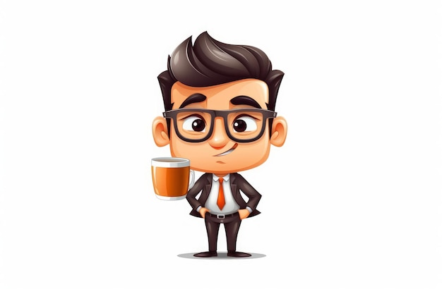 Isolato Cartoon Style Business Tazza da caffè su sfondo bianco AI generato