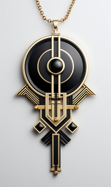 Isolato di Art Deco Ispirato Geometrica Pendente Dichiarazione Pendente Oro P Clipart Game Asset Concept