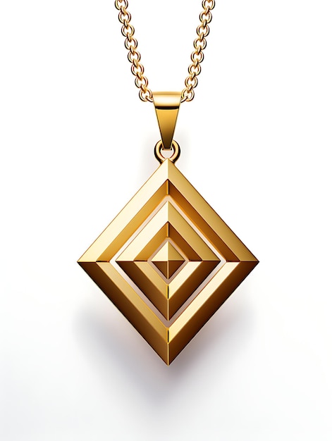 Isolato di geometrico esagono Pendente contemporaneo collana placcata d'oro Clipart Game Asset Concept