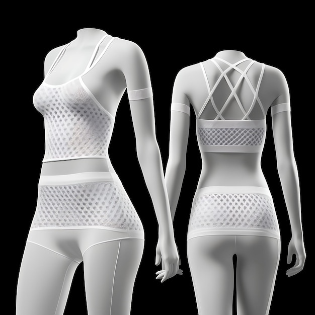 Isolato di Mesh Boyshort Pantie e Bra Set respirabile Mesh Polyester B 3D Design Concept Ideas