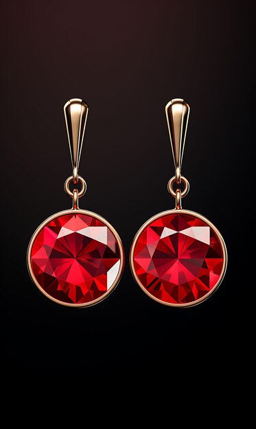 Isolato di rubino cerchio goccia orecchini oro rosso rotondo rubino gemme appese F Design concetto creativo