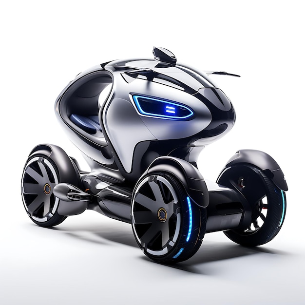 Isolato di un futuristico mini veicolo elettrico per la mobilità Concept creativo Future Tech Transportation