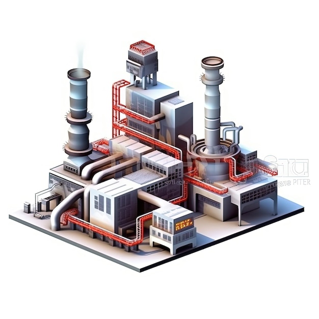 isolato industria impianto metallurgico alba fumo smog emissioni cattiva ecologia illustrazione 3d fumo