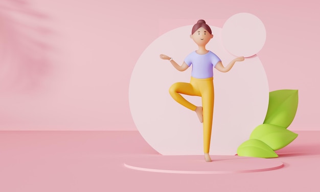 Isolato La pratica dello Yoga 3D'illustrazione