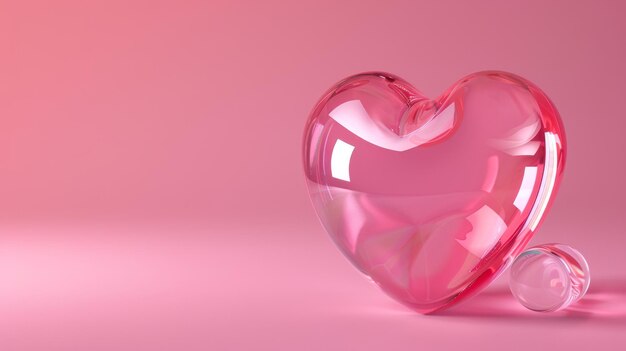 Isolato su sfondo rosa cuore acrilico rosa 3D