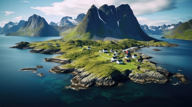 Isole Lofoten Villaggi di pescatori Norvegesi Montagne Fiordi