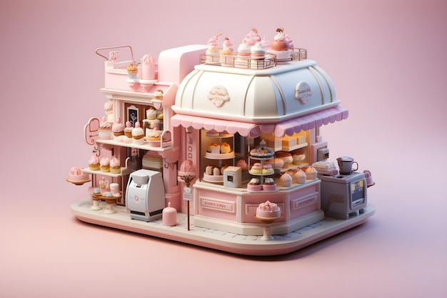 Isometrico Cake Shop 3D Render