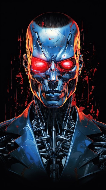 ispirazione da Terminator illustrazione a colori dell'acqua carta da parati dinamica vettoriale sfondo nero con schizzi in movimento dinamico