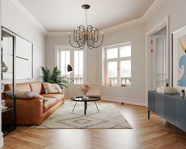 Ispirazione per l'interior design classico dell'appartamento di rendering 3d