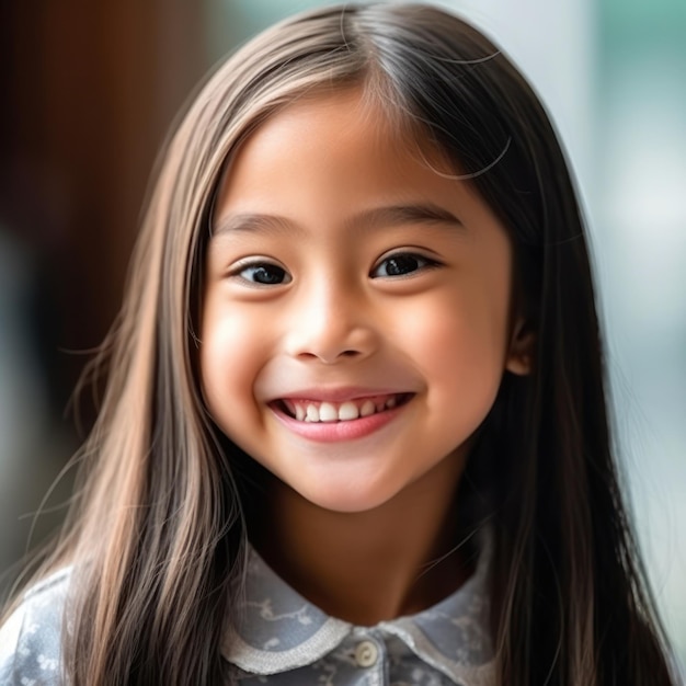 Istruzione delle ragazze asiatiche La bella ragazza asiatica felice sta sorridendo