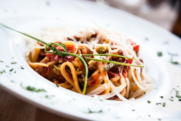 Italia, il miglior ristorante di Firenze. Esempio di Fettuccine servite al tavolo, no foto in studio