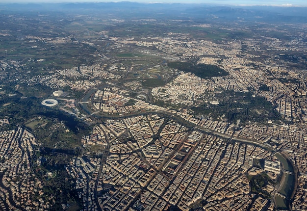 Italia Lazio veduta aerea di Roma e del fiume Tevere