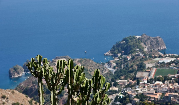 Italia Sicilia Taormina vista di Capo Taormina e del Mar Ionio