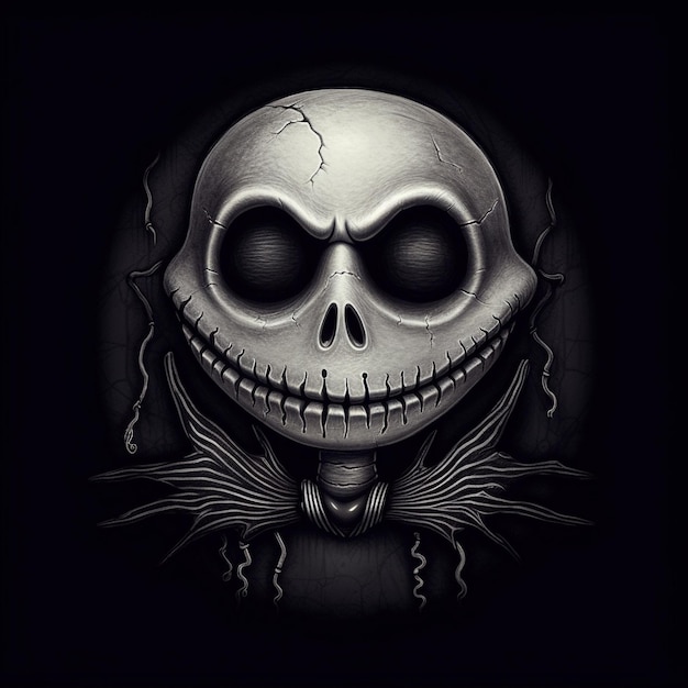 Jack Skellington nella scena di Halloween in stile cartone animato illustrazione di personaggi comici