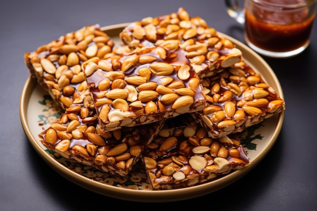 Jaggery Peanut chikki è un popolare spuntino salutare indiano