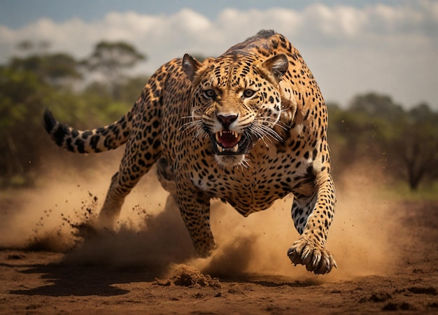 Jaguar che corre in natura